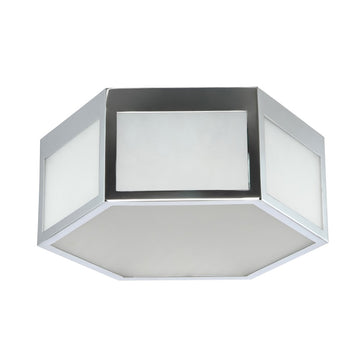 Minimo Hexagon Metal/Frosted Glass LED Flush Mount - JONATHAN Y